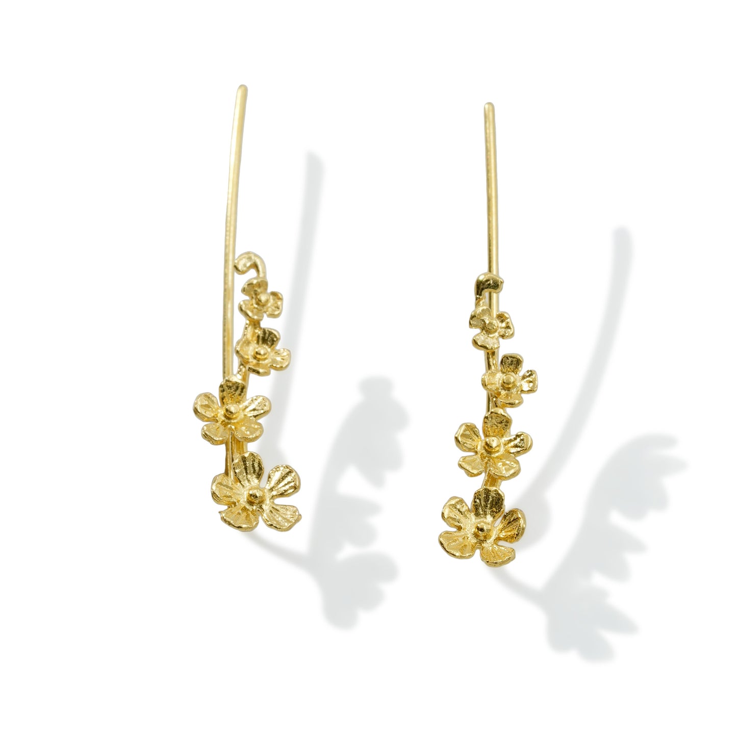 EARRING FLOWER BRUSHED 18K GOLD PLATED