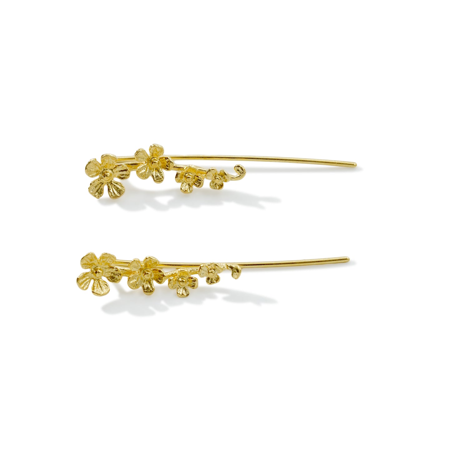 EARRING FLOWER BRUSHED 18K GOLD PLATED