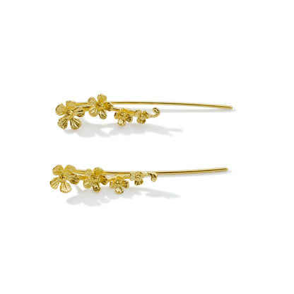 EARRING FLOWER BRUSHED 18K GOLD PLATED