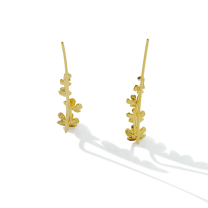 EARRING FLOWER BRUSHED 18K GOLD PLATED